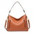LT1941-MISS LULU CLASSIC STYLE SLOUCH SHOULDER BAG BROWN